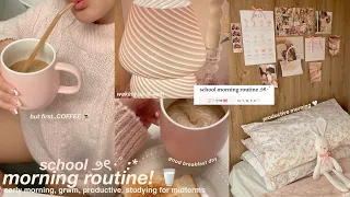 grwm: 4AM SCHOOL MORNING ROUTINE 🍞🎀 | skincare, chatty grwm, breakfast, packing bag, quick study