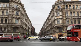 4K Walk Cloudy Saint Petersburg, Russia| subway| bakery | bookstore Прогулка по Санкт-Петербургу