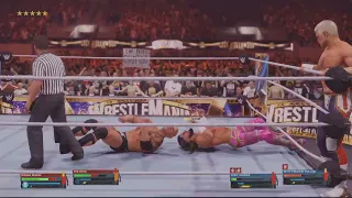 WWE 2K24 The Rock & Roman Reigns vs Cody Rhodes & Seth Rollins Wrestlemania 40