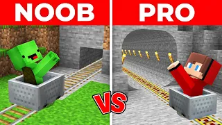 JJ And Mikey NOOB vs PRO Best TUNNEL For A TRAIN in Minecraft Maizen