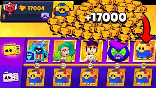 NONSTOP to 17000 TROPHIES Without Collecting BRAWL PASS! + Box Opening! Brawl Stars