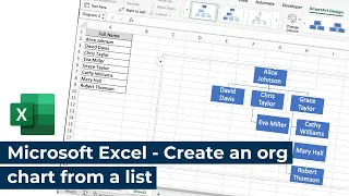 Microsoft Excel - Create an organisation chart from a list using smart art