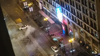 Car caught doing donuts downtown Chicago