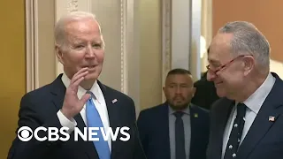 Biden meets with Senate Democrats on Capitol Hill