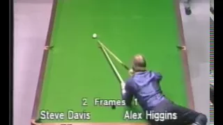 Unusual shot by Alex Hurricane Higgins to beat Steve Davis - Snooker