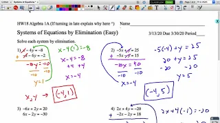 Systems of Equations by Elimination Easy HW Help Video