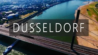 DUSSELDORF - GERMANY. Drone Flight Over The City. DJI Phantom 4 - Drone Aerial Footage in 4k.