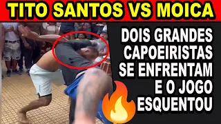 Mestre Tito santos VS C.Mestre Moica 2 grandes capoeiristas se enfrentam na roda e o jogo esquentou