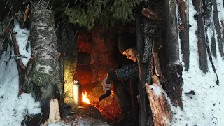 Rainy Winter Camping in my CAVE SHELTER: Can I Stay Dry?