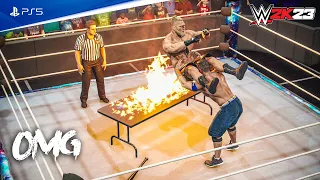 WWE 2K23 - John Cena vs Brock Lesnar | Extreme Rules Match Wrestlemania | PS5™ Gameplay [4K60]