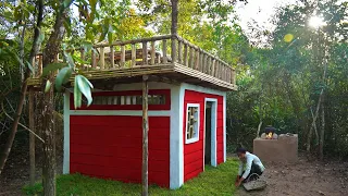 Girl Solo Bushcrafts Build the Most Beautiful Villa in The Wild, Girl Bushcrafts Builder