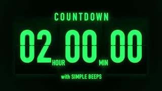 2 Hours Countdown Flip Timer / Simple Beeps 🟢