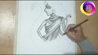 Saraswati sketch | Saraswati easy painting | saraswati drawing  |