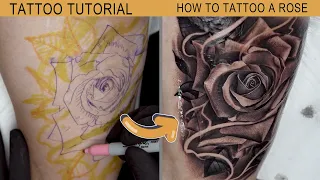 How to Tattoo a Rose TATTOO TUTORIAL [FIRST 30 MINUTES FREE!]