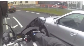 Motorcycle Near Miss With a Seat Helmet Cam