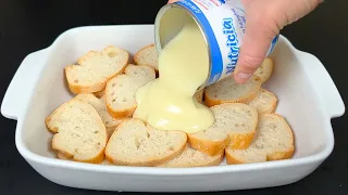 Beat condensed milk with bread! I've been making this dessert for years! Dessert in 5 minutes