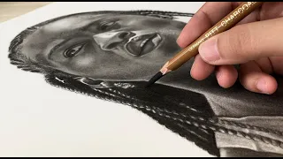 Charcoal layering techniques for realistic drawing | Drawing Christine Mboma