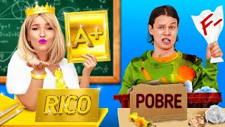 DESAFIO DE DESENHO RICOS x POBRES | Confronto épico! Truques para desenhar um retrato | 123 GO! FOOD