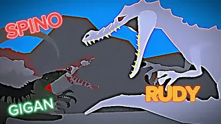 spinosaurus and giganotosaurus vs Rudy baryonyx | dinosaur battle | PPANIMAN | animation