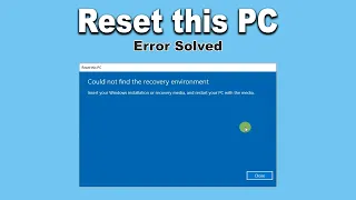 [Solved] Could not find the recovery environment | Insert your windows installation recovery media