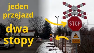 Jeden przejazd kolejowy, dwa znaki stop (w jednym kierunku)