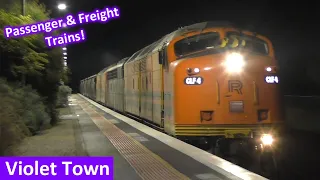 An Extraordinary Evening at Violet Town; Passenger & Freight Trains