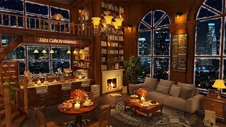 Cozy Winter Ambience with Smooth Jazz Piano Music at Coffee Shop for Relax, Work, Study and Sleep