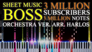 3 MILLION SUBSCRIBERS 3 MILLION NOTES - Sheet Music Boss (Orchestra ver. Arr. Harlos)