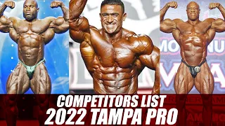 2022 Tampa Pro COMPETITORS LIST