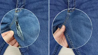 How to sew a hole in jeans between your legs. Jeans repair. Darning jeans.