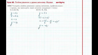 Урок 221: Лінійне рівняння з двома змінними. Вправи 1092 - 1099 за підручником Мерзляк 2020.