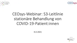 Webinar von CEOsys zur S3-Leitlinie zur stationären Behandlung von Patient:innen mit COVID-19