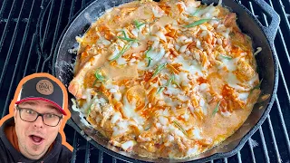 This SMOKED BUFFALO CHICKEN DIP is my NEW Favorite Party Dip on the Smoker!