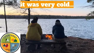 Spring Backcountry Camping in Frontenac Provincial Park (-7C with NO STOVE or TENT)