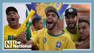 Brazilian fans celebrate victory over Serbia