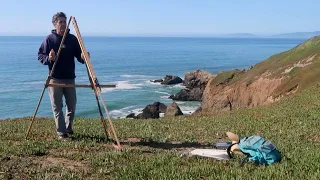 WHEN THE FOG ROLLS IN plein air oil painting CALIFORNIA COAST