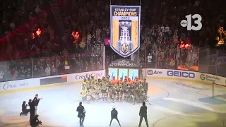FULL CEREMONY: The Vegas Golden Knights raise championship banner