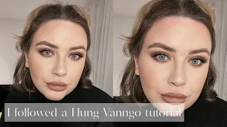 I FOLLOWED A HUNG VANNGO MAKEUP TUTORIAL | a monochromatic brown makeup glam | maxine lee harris