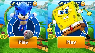 Sonic Dash vs SpongeBob on the Run - Movie Sonic vs All Bosses Zazz Eggman - Gameplay