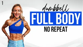 💥45 Min Full Body Workout at Home With Dumbbells | No Repeats | Strong Day 1