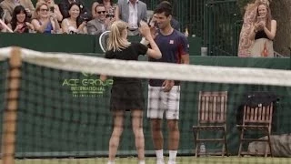 Djokovic Makes a Great Ball Girl!