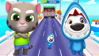 Talking Tom Gold Run Gameplay Shark Hank Tom vs Raccoon Boss Fights - Android Ios - Full Screen 🔥