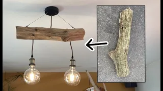 Fabrication d'un lustre en bois à deux ampoules - (étape par étape)