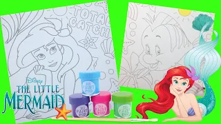 Disney Princess Ariel & Flounder Painting on Canvas - The Little Mermaid Coloring Pages for kids