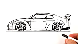 How to draw a Nissan GT-R