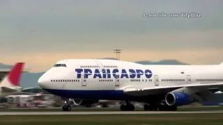 Transaero Airlines B747-400 landing at YVR.