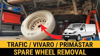 How to remove spare wheel Renault Trafic Vauxhall Vivaro Nissan Primastar TVP spare wheel removal