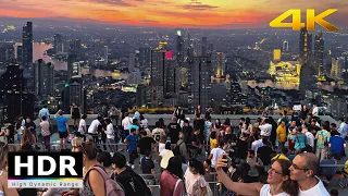 4K HDR // Mahanakhon SkyWalk Walking Tour | Bangkok's BEST View | Thailand 2022 - With Captions