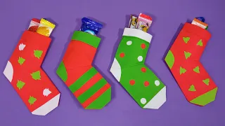 Origami Christmas Socks DIY |Оригами Носок | Поделки из бумаги на Новый Год