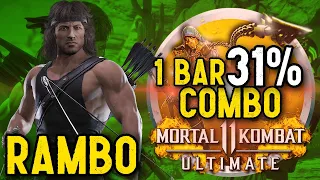 Mortal Kombat 11 - rambo 31% 1bar combo (ends in 50/50)